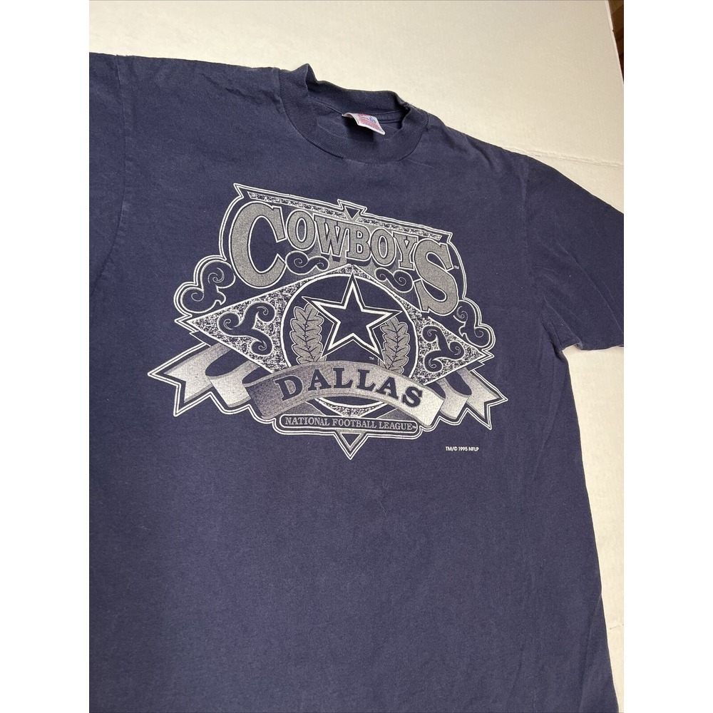 Jerzees Dallas Cowboy's T-Shirt 1995 Era Vintage Men's Large Bold Print - Picture 2 of 14